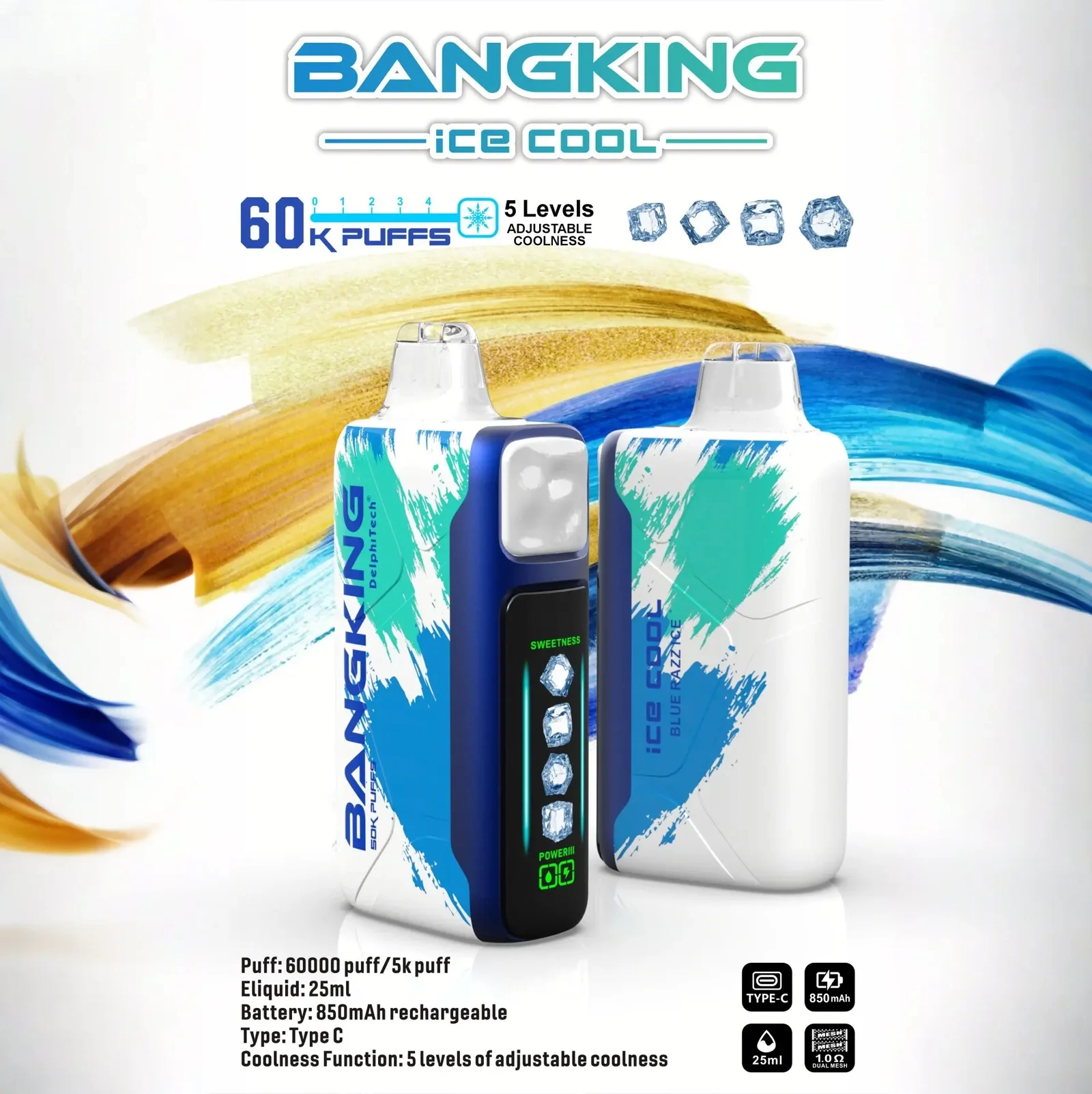 Bang King 60000 拋棄式電子煙|LED 螢幕顯示 × 五檔冰度調節|超長續航大容量・多款口味 Bang King 60000 拋棄式電子煙|LED 螢幕顯示 × 五檔冰度調節|超長續航大容量・多款口味:圖片 6